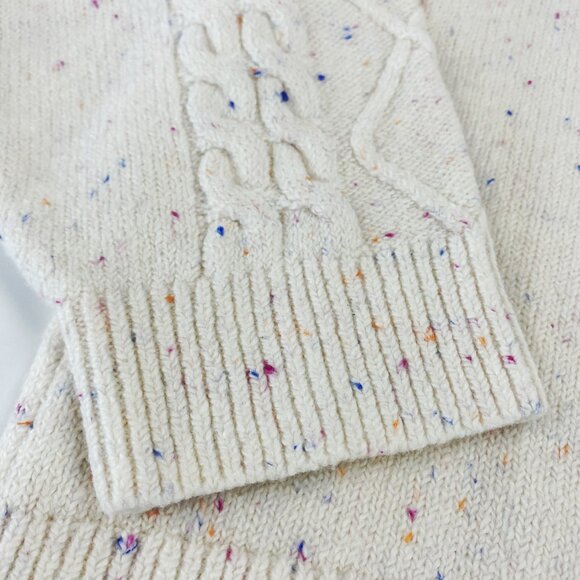 Chunky SOFT Cable Knit Sweater XL Rainbow Donegal Fall Winter COZY Cottage Cabin - Picture 12 of 12